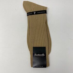 NEW pantherella #5614 light khaki cotton hand linked toe socks